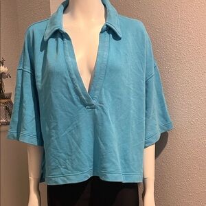 Blue Women's Top aerie oversized size large super soft, great color, beautiful